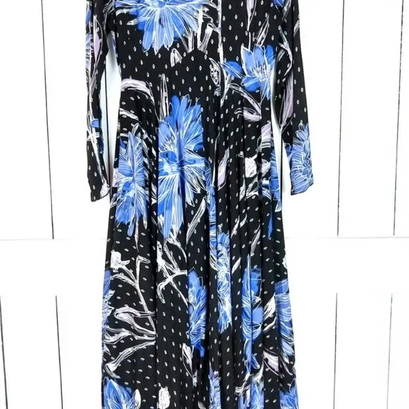 Free People blue floral long sleeve maxi dress - Picture 4 of 6